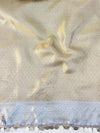 Banarasee Handwoven Tissue Saree With Hand Brush Paint Zari Design & Lace-Multicolor