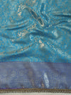 Banarasee Handwoven Tissue Saree With Zari Jaal Design & Lace-Sky Blue & Violet