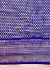 Banarasee Handwoven Tissue Saree With Silver Zari Design Broad Border & Lace-Blue (Dual Shade)