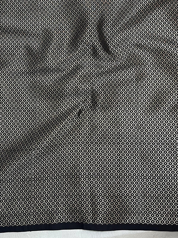Banarasee Handwoven Semi Silk Saree With Zari Border-Black
