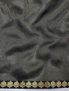 Banarasee Handloom Stripe Pattern Tissue Saree With Zari Border-Black & Gold