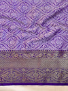 Banarasee Handwoven Tissue Saree With Floral Weaving & Board Zari Border-Purple(Dual Tone)