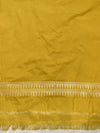 Banarasee Handwoven Semi Katan Saree With Zari Buta Design & Plain Border-Yellow