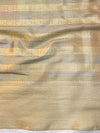 Banarasee Handloom Stripe Pattern Tissue Saree With Border-Gold