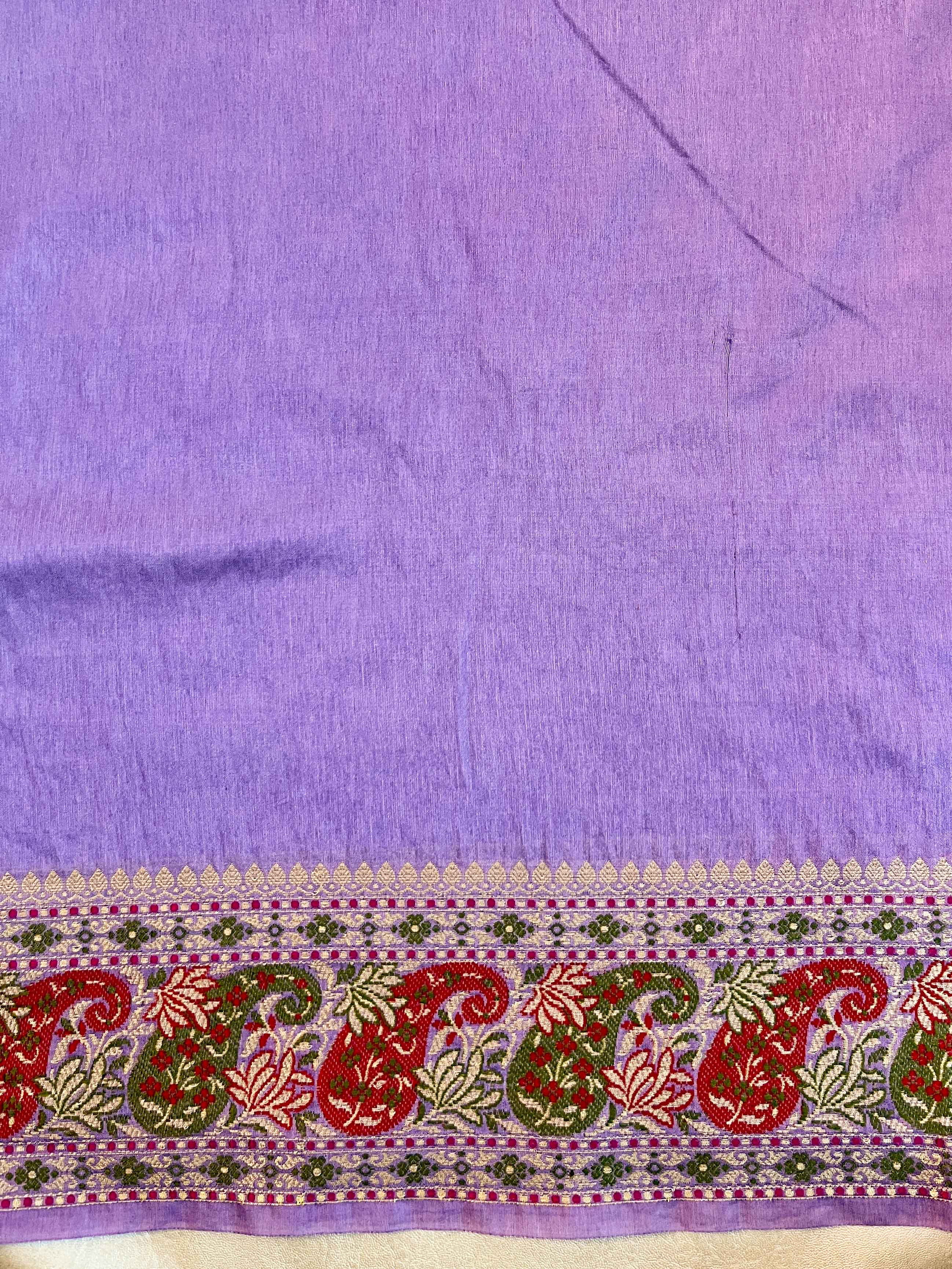 Banarasee Semi Muga Silk Saree With Resham & Zari Weaving-Pastel Purple
