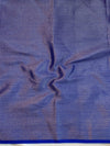 Banarasee Semi Silk Plain Saree With Silver Zari Floral Border-Royal Blue