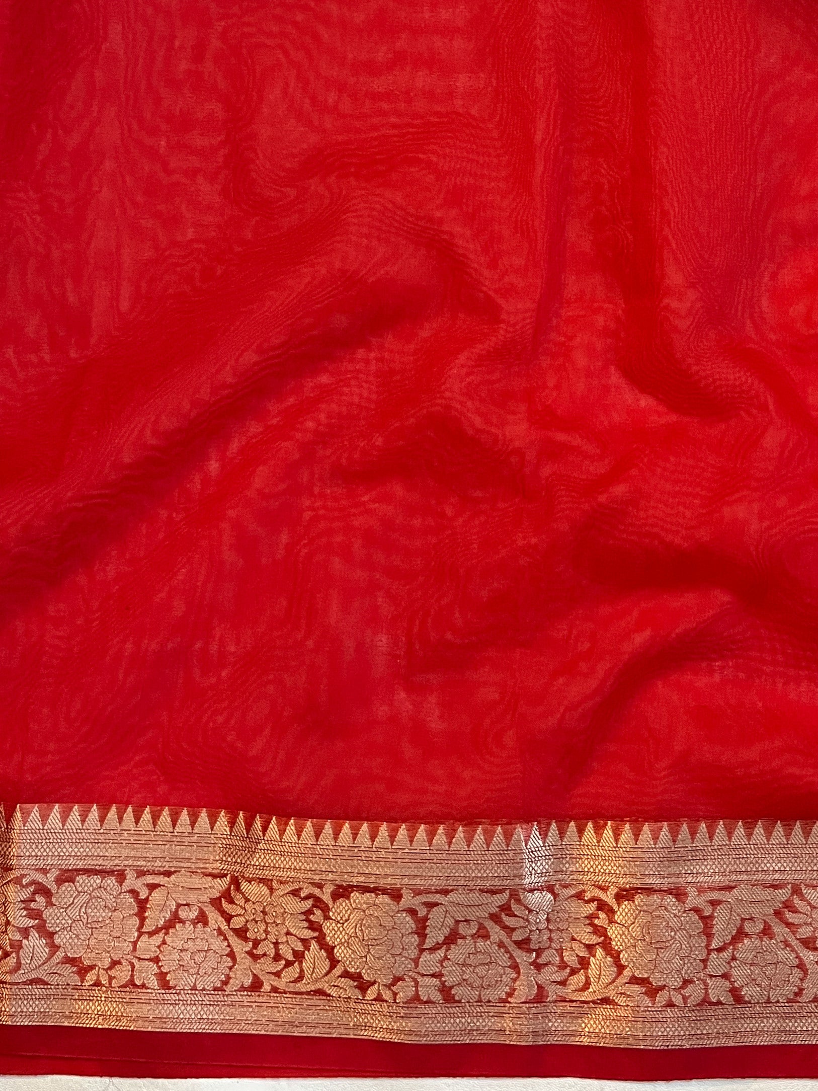 Banarasee Organza Saree With Zari Design Border & Lace-Multicolor