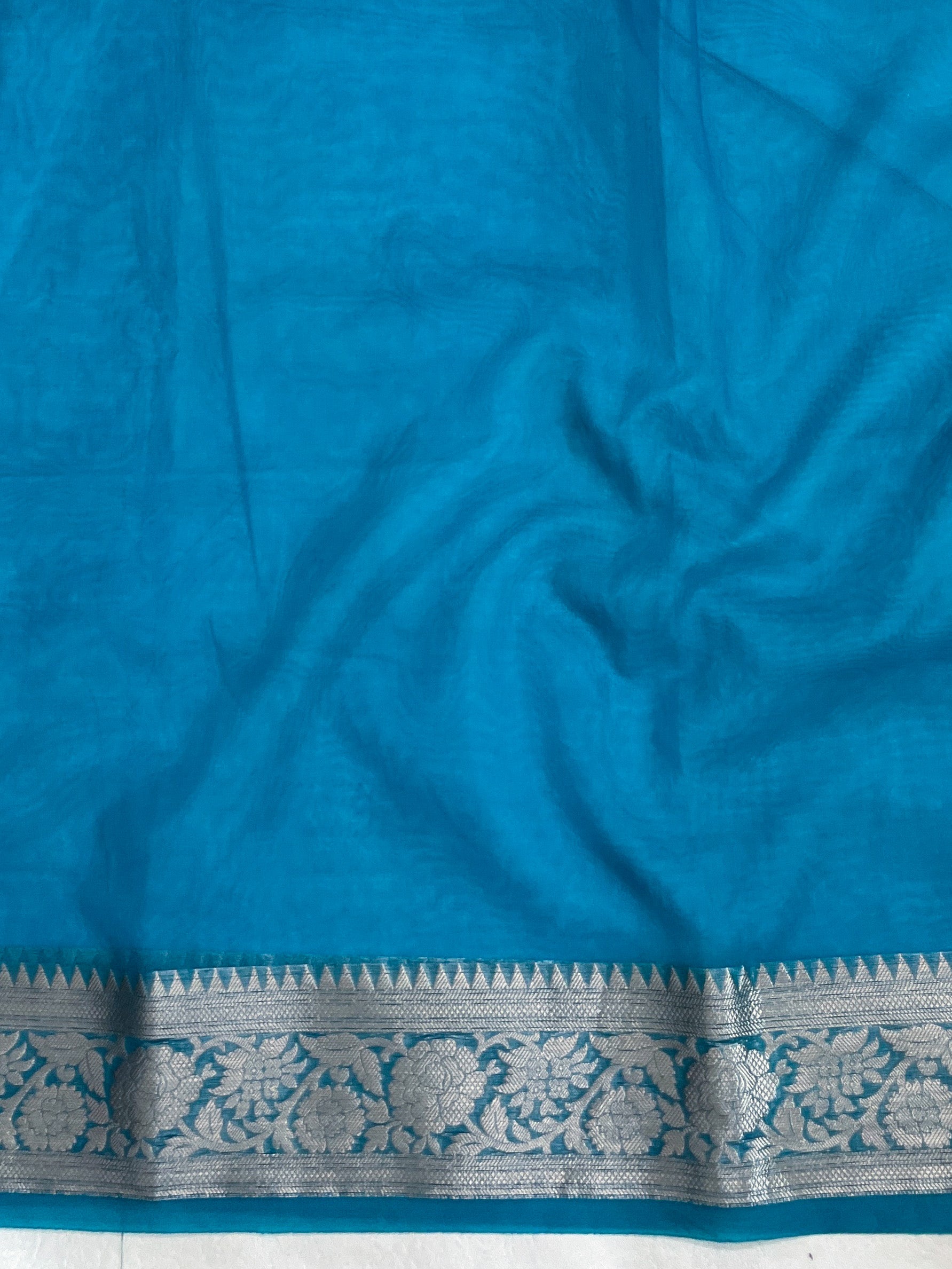 Banarasee Organza Saree With Zari Design Border & Lace-Multicolor