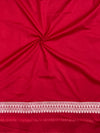 Banarasee Handloom Semi Katan Silk Saree With Zari Buti Work & Contrast Border-White & Red
