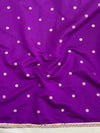 Banarasee Handwoven Semi Silk Saree With Zari Buti Design & Lace-Purple