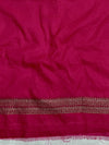 Banarasee Semi-Chiffon Antique Zari Saree With Floral Border-Hot Pink