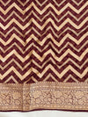 Banarasee Pure Chiffon Saree With Broad Zari Border-Maroon