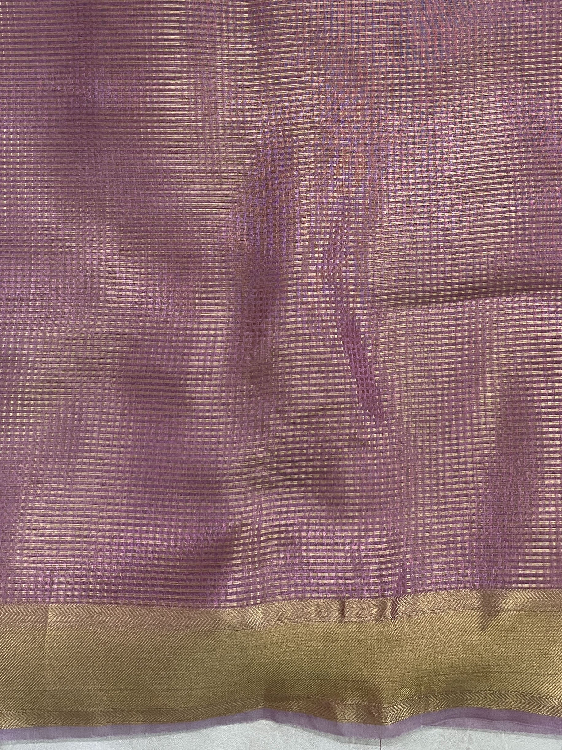 Banarasee Tissue Saree With Checks Design & Lace-Light Pink