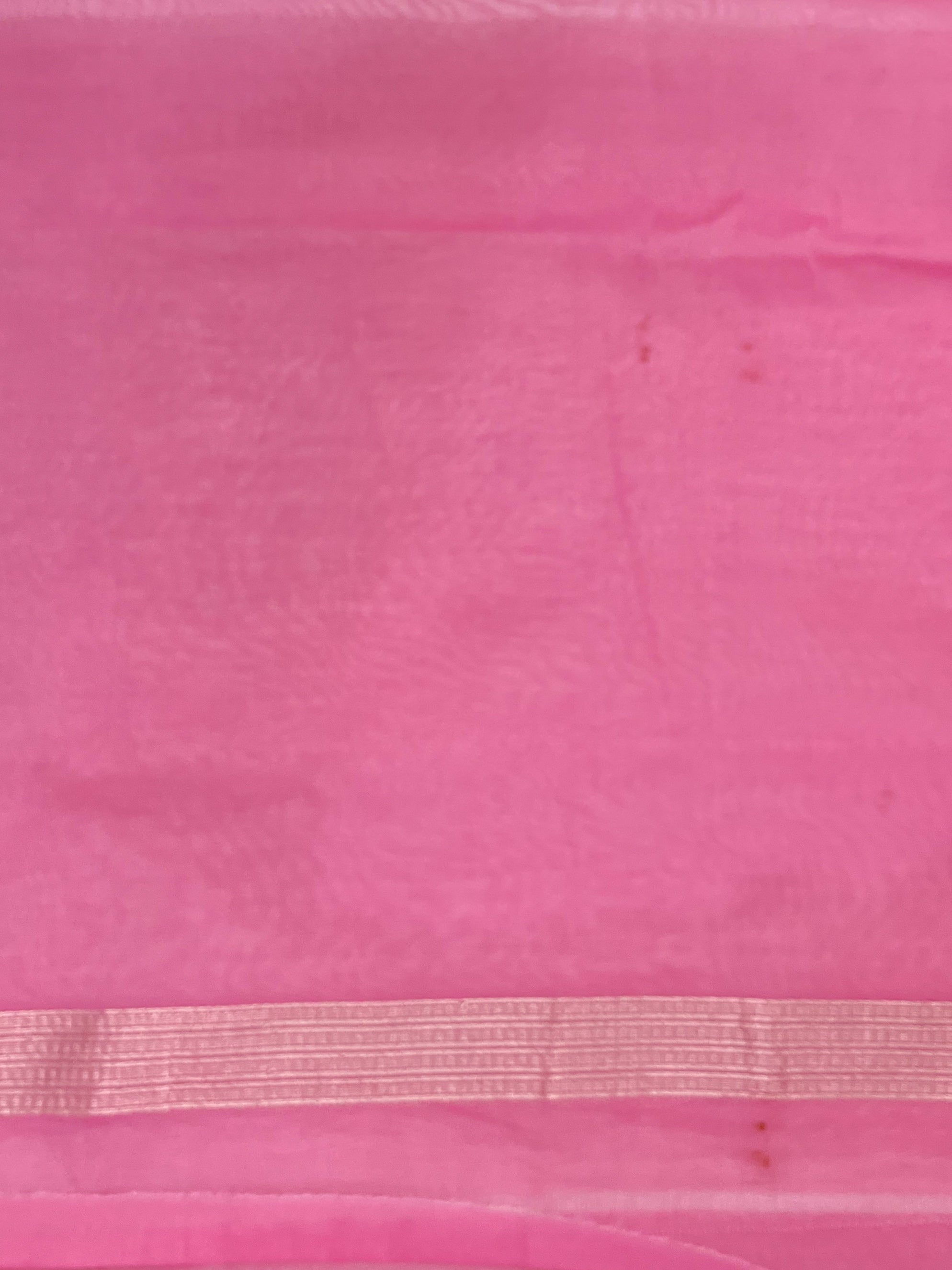 Banarasee Jamdani Cotton Saree With Zari Buti Design & Floral Border-Light Pink