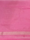 Banarasee Jamdani Cotton Saree With Zari Buti Design & Floral Border-Light Pink