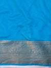 Banarasee Handwoven Plain Tissue Saree With Zari Border & Lace-Sky Blue