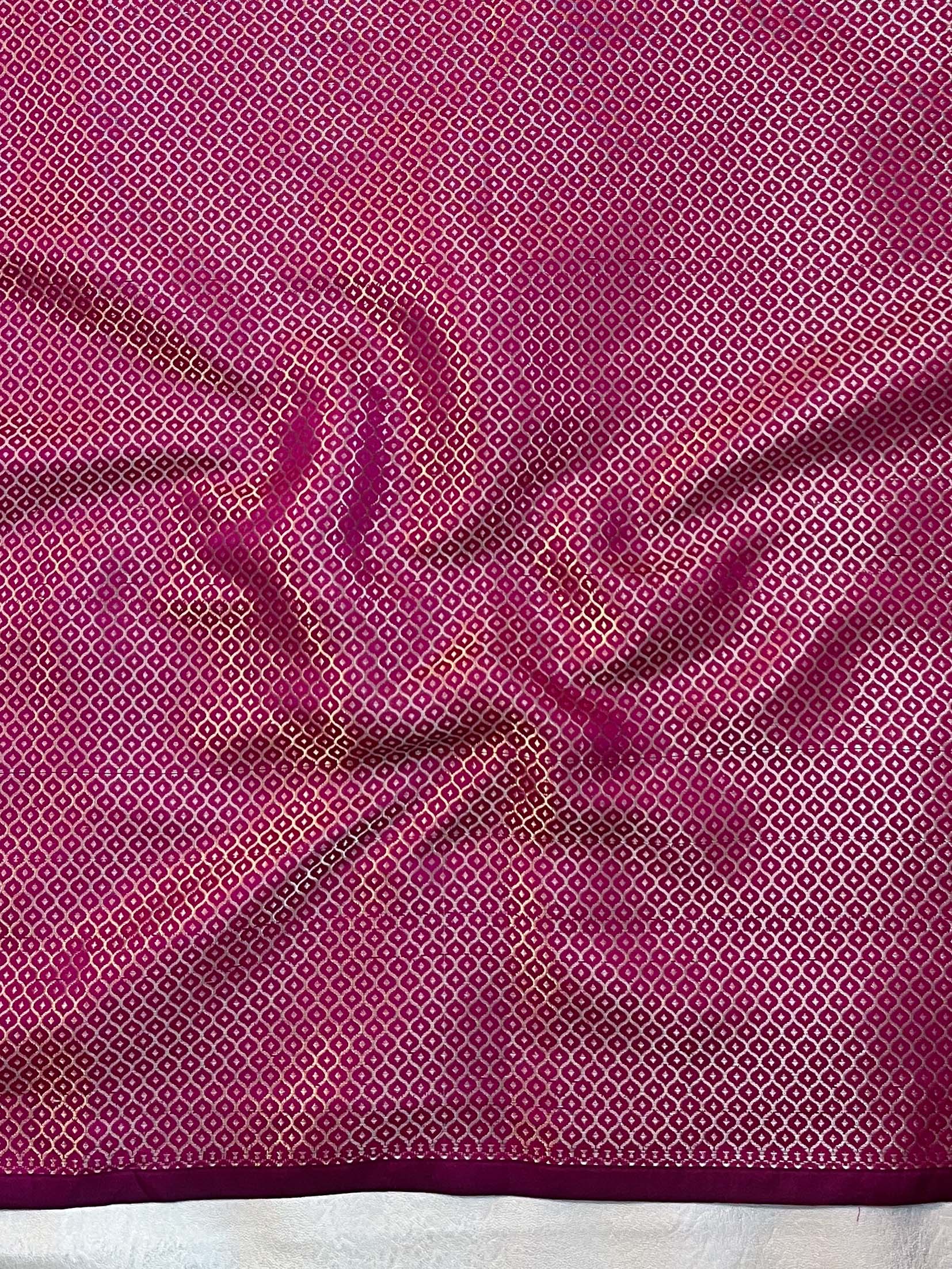 Banarasee Handwoven Semi Silk Saree With Zari Border-Hot Pink