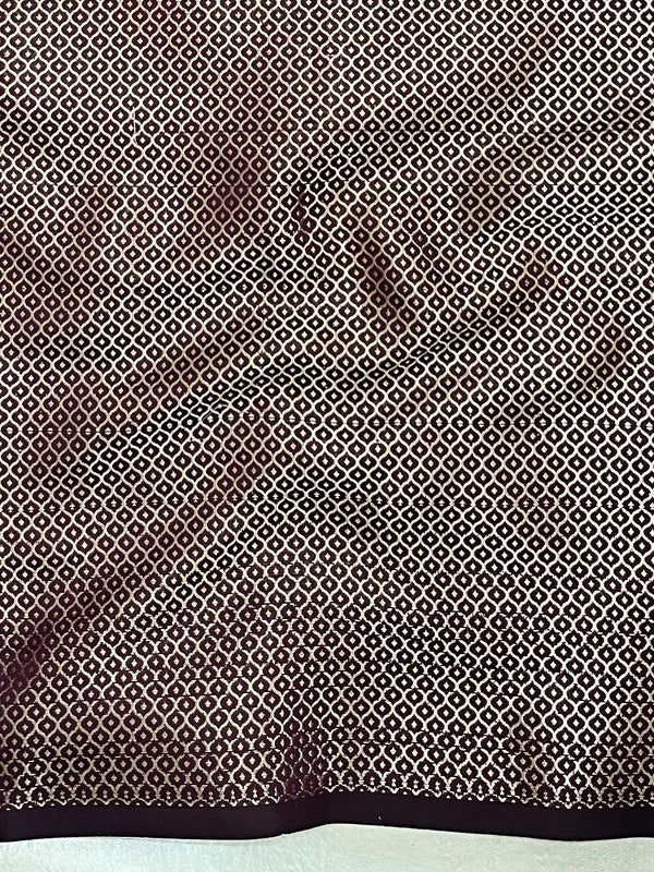 Banarasee Handwoven Semi Silk Saree With Zari Border-Wine