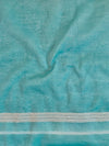 Banarasee Jamdani Cotton Saree With Zari Buti Design & Floral Border-Turquoise Green