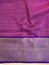 Banarasee Handwoven Plain Tissue Saree With Contrast Border & Lace-Baby Pink & Violet