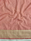 Banarasee Chiffon Saree With Golden Zari Jaal Design Border & Lace-Peach