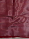Banarasee Handloom Semi Katan Silk Saree With Zari Buta Work & Floral Border-Rose Red