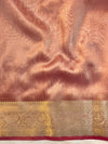 Banarasee Handwoven Tissue Saree With Zari Buti Design & Lace-Coral Orange
