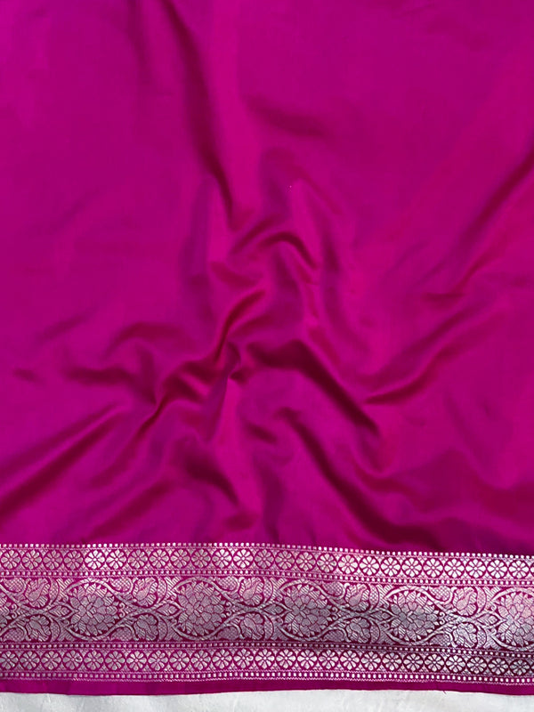 Banarasee Handwoven Mashru Silk Saree With Zari Buti Design Border & Lace-Pink