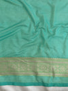 Banarasee Chiffon Saree With Golden Zari Jaal Design Border & Lace-Aqua Green
