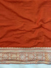 Banarasee Chiffon Saree With Gold Zari Buti Design Border & Lace-Orange