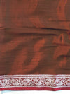 Banarasee Dual Shaded Linen Tissue Saree With Floral Border-Rust