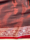 Banarasee Dual Shaded Linen Tissue Saree With Floral Border-Green