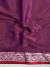 Banarasee Dual Shaded Linen Tissue Saree With Floral Border-Violet