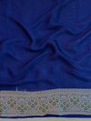 Banarasee Pure Chiffon Saree With Zari Work & Border-Blue