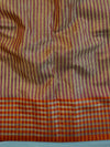 Banarasee Handwoven Tissue Saree With Hand Brush Paint Floral Design & Contrast Border-Yellow