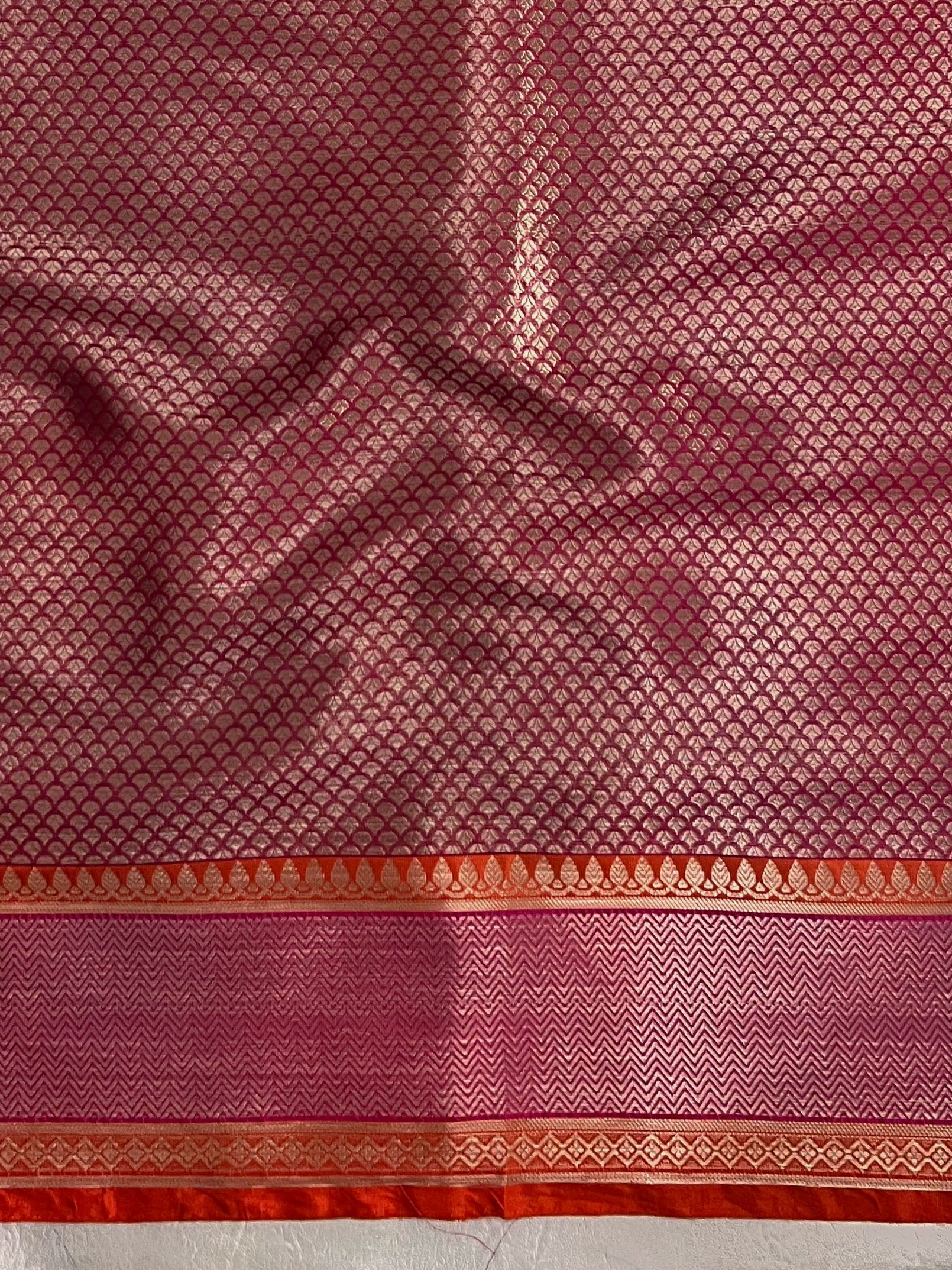Banarasee Organza Mix Saree With Zari Buta Design & Contrast Border-Pink