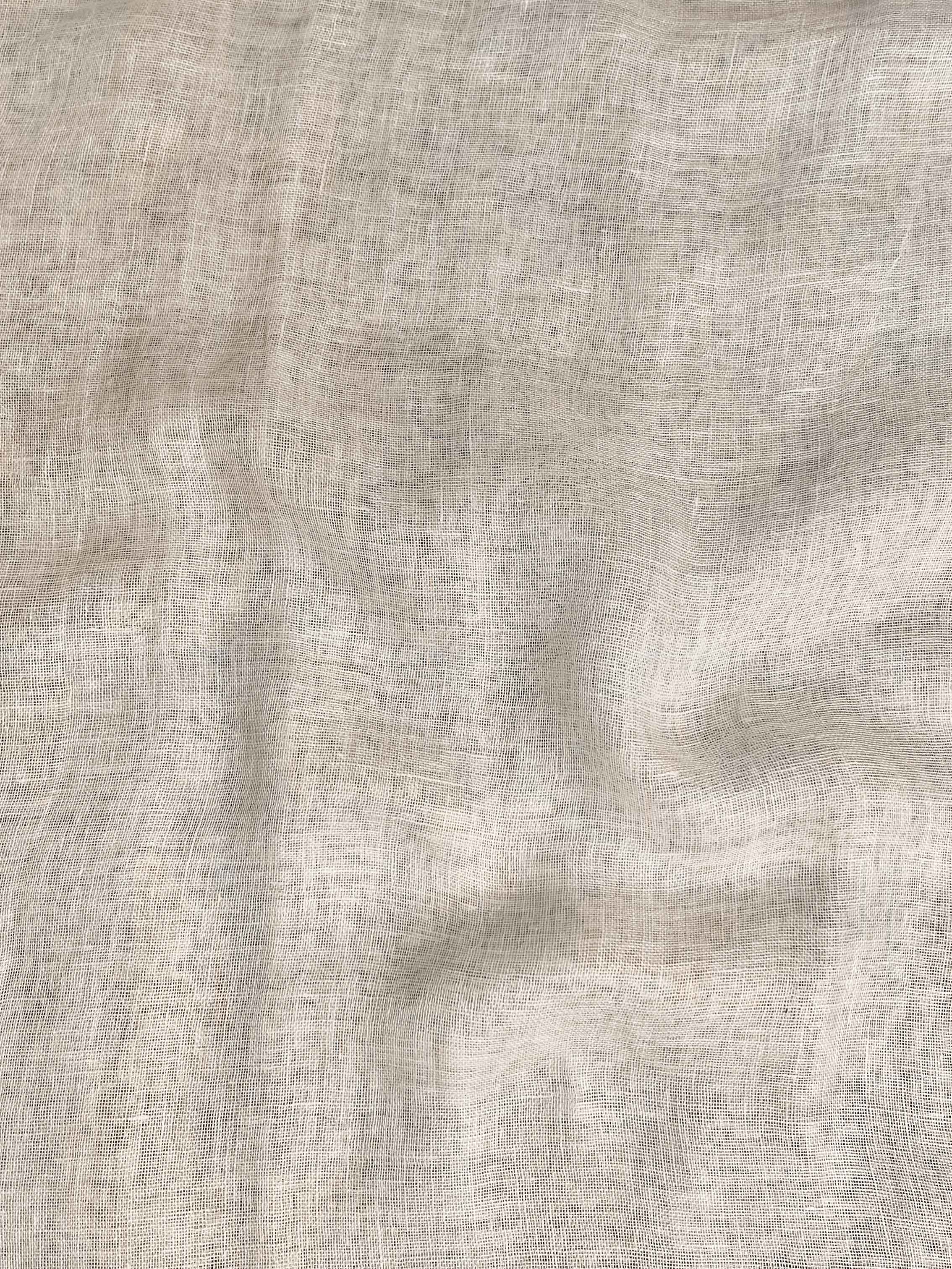 Banarasee Pure Linen Shine Saree-Cream & White