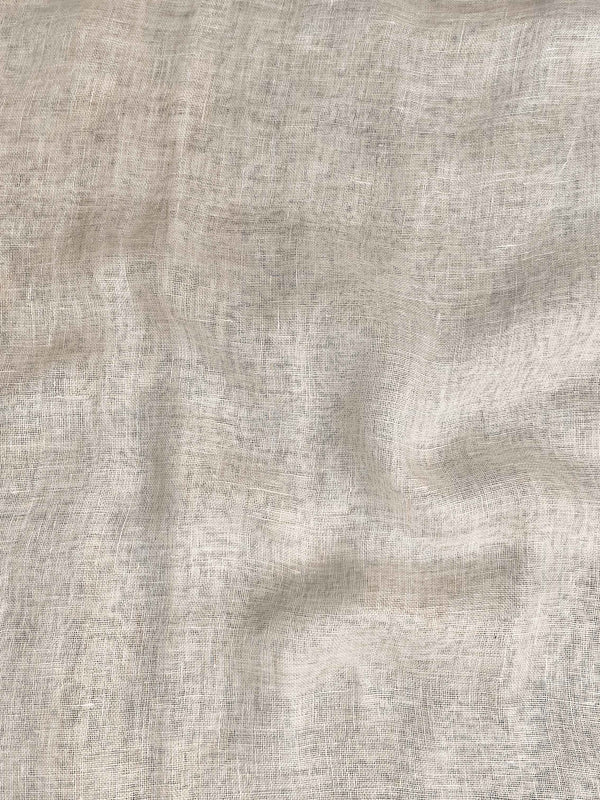 Banarasee Pure Linen Shine Saree-Cream & White