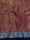 Banarasee Dual Shaded Linen Tissue Saree With Floral Border-Gold