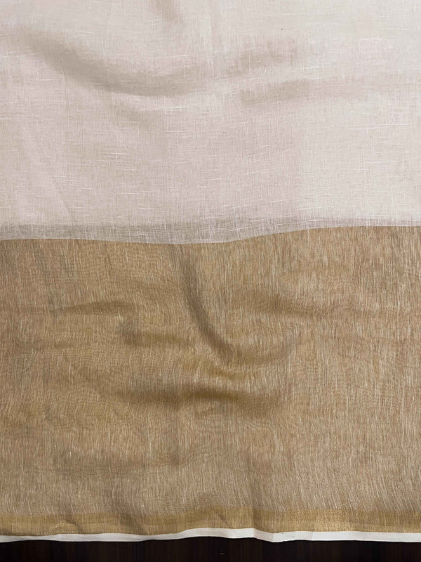 Banarasee Handloom Pure Linen Shine Saree-Multicolor