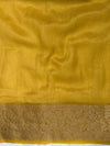 Banarasee Handwoven Plain Tissue Saree With Gold Zari Border & Lace-Yellow