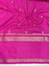 Banarasee Cotton Silk Kota Checks Saree With Buti Design & Contrast Border-Orange & Pink