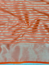 Banarasee Organza Mix Saree With Silver Zari Buti Design & Border-Orange