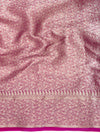 Banarasee Organza Mix Saree With Silver Zari Buti Design & Border-Pink