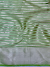 Banarasee Organza Mix Saree With Silver Zari Buti Design & Border-Leaf Green