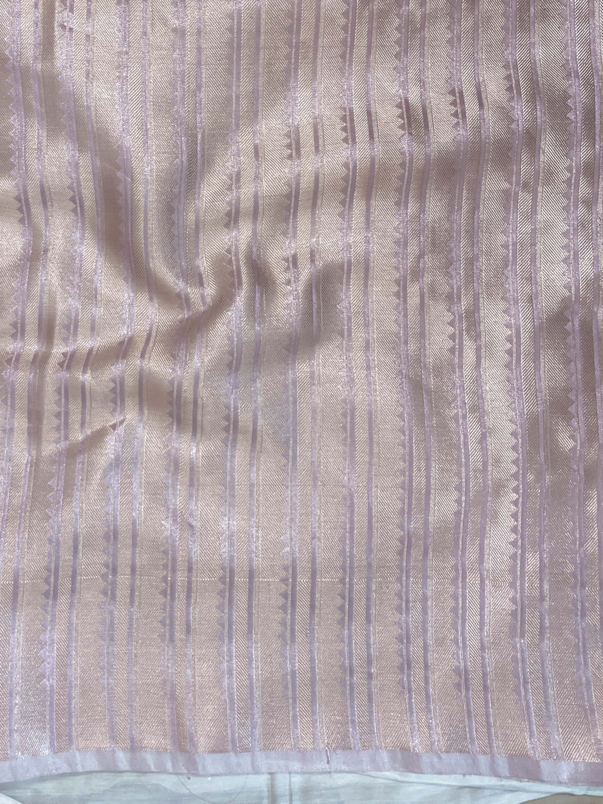 Banarasee Handwoven Tissue Saree With Sona Rupa Zari Buti Design-Light Pink