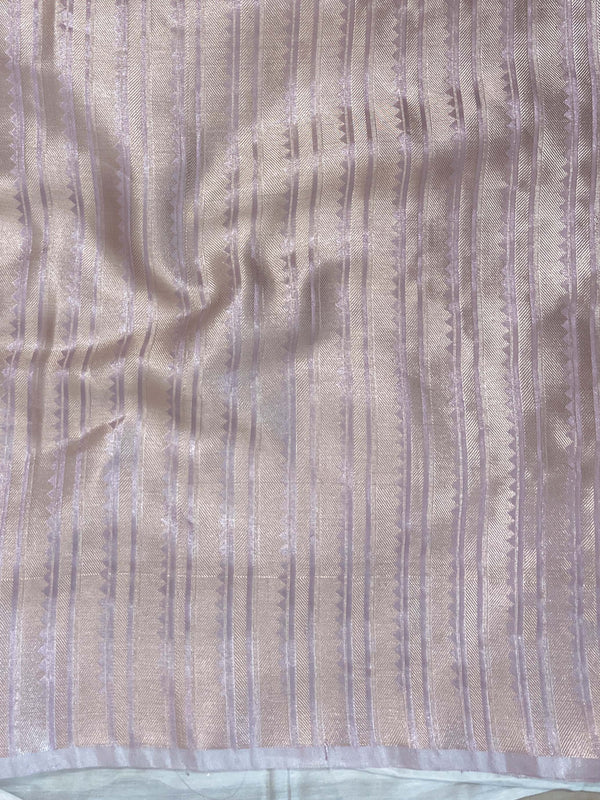 Banarasee Handwoven Tissue Saree With Sona Rupa Zari Buti Design-Light Pink