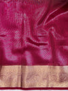 Banarasee Handwoven Tissue Saree With Zari Buti Design Border & Lace-Magenta