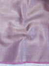 Banarasee Handwoven Tissue Saree With Zari Stripe Design & Lace-Light Pink