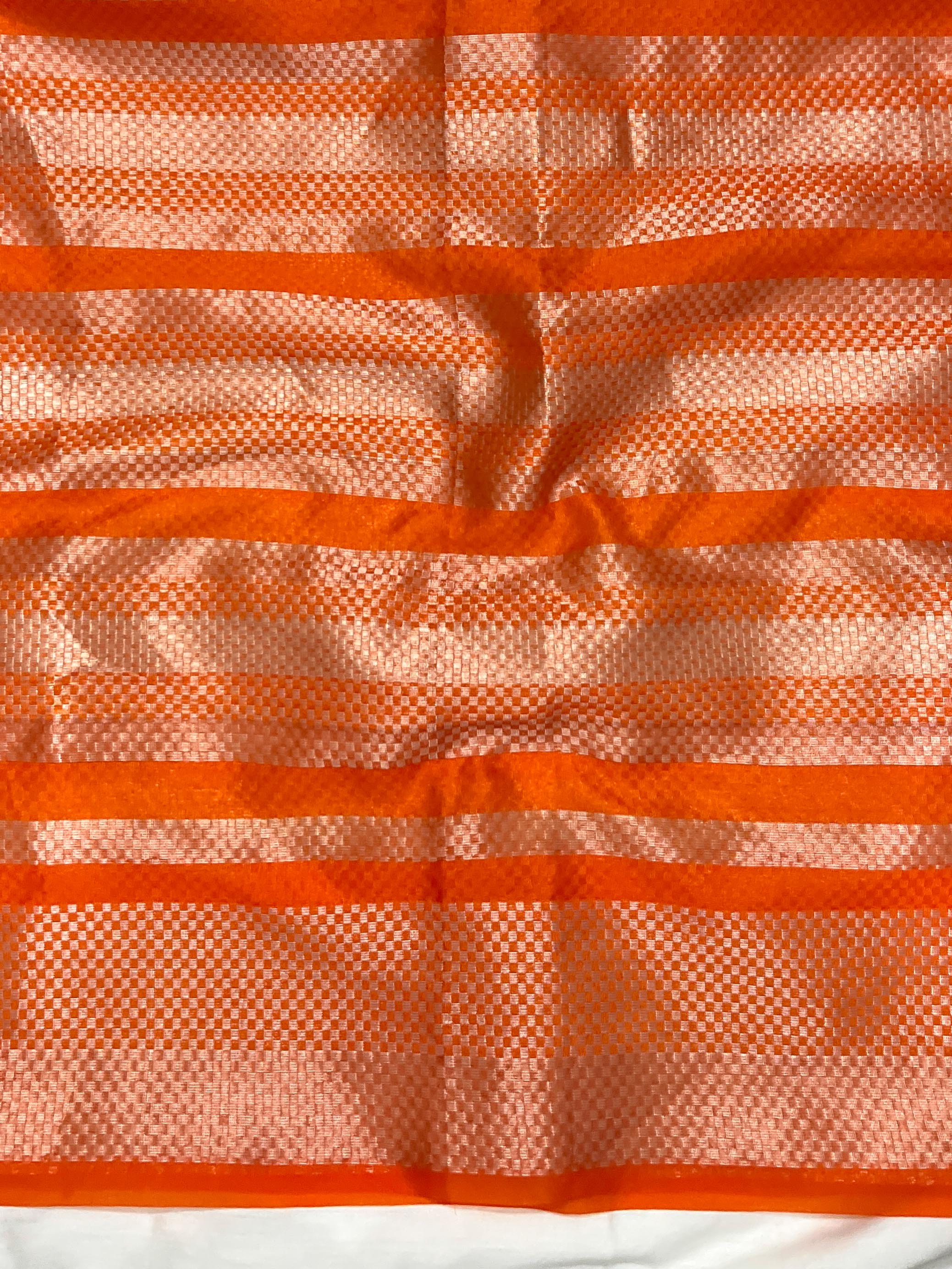 Banarasee Dual Color Organza Mix Saree With Zari & Resham Work-Hot Pink & Orange